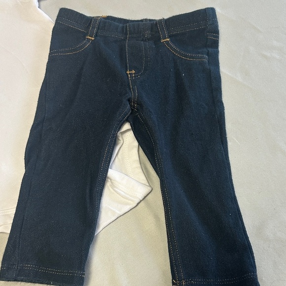 2-piece White Onesie and Blue Jeans Set - Picture 3 of 4